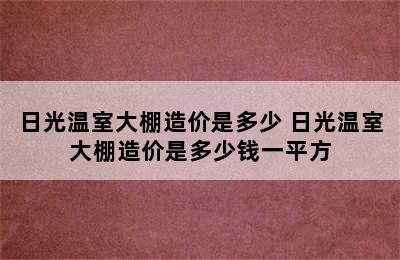 日光温室大棚造价是多少 日光温室大棚造价是多少钱一平方